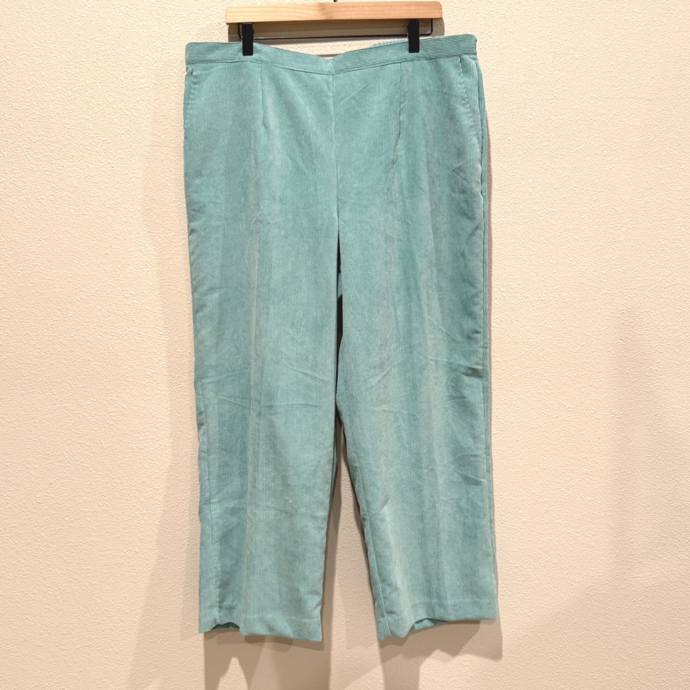 ALFRED DUNNER Women Corduroy Pants 18W Coastal Pastel Straight Leg Elastic Waist